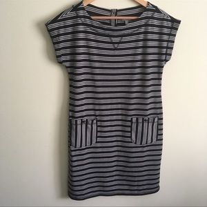Talbots Black and White Striped Shift Dress SP
